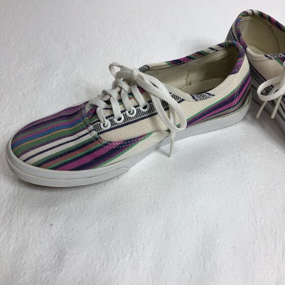 VANS Sneaker Shoes Multicolor Striped Low Tops W6.5 M5 - Picture 5 of 12